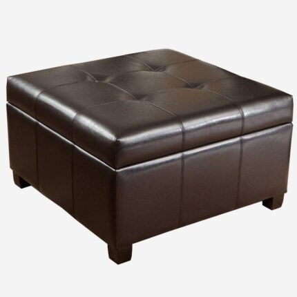 Large Storage Ottoman with Bonded Leather, Espresso – Durable Knight Home Richmond f Leather Storage Ottoman 31"D x 31"W x 18.5"H