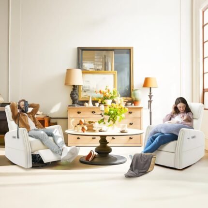 Power Recliner Chair Swivel Glider Rocker – Premium Leather, USB Ports, 300 lbs Capacity